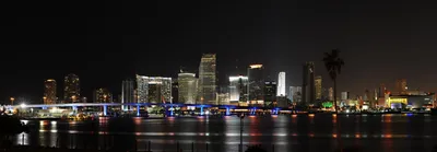Панорама ночного яркого города - обои на телефон