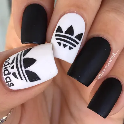 These #Adidas nails by @nailsbycambria are 🔥🔥🔥 Use our Velvet Matte gel  top coat for a long lasting matte finish tha… | Adidas nails, Gel nails,  Super cute nails