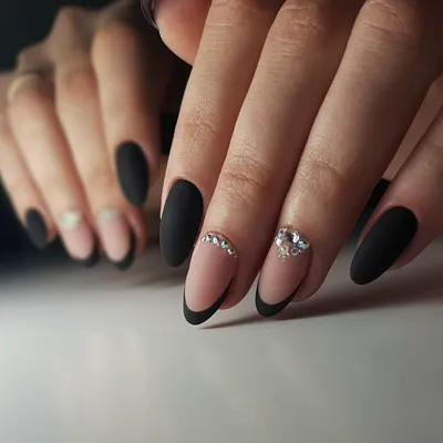 Чёрный френч | Ногти, Дизайнерские ногти, Квадратные ногти