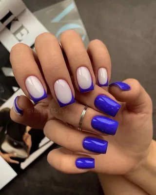 Накладные ногти Beautiful Nail синий френч, форма квадрат, короткие, 24 шт  - купити за найкращою ціною в Україні ➤ 