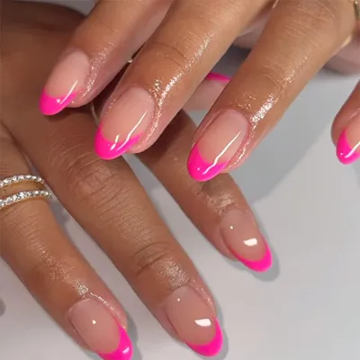 Press On Chrome Blush Pink Stiletto Nails | The Nailest