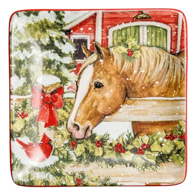 ᐉ Фигурка новогодняя Лошадь-качалка подстареное коричневое седло (4841)