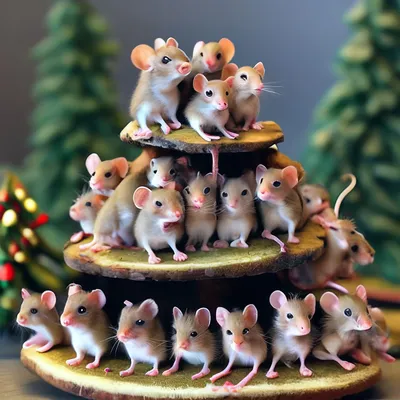 Семейство мышей встречают Новый год …» — создано в Шедевруме