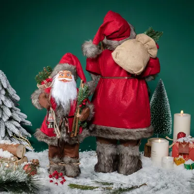 Новогодняя игрушка под елку Дед мороз / Санта Клаус 45 см "С мешком,  фонариком и хворостом" - купить по выгодной цене в интернет-магазине OZON  (796318024)