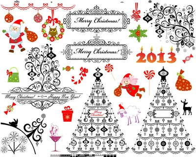 Новогодние узоры и орнаменты в векторе - Новый год - рождество