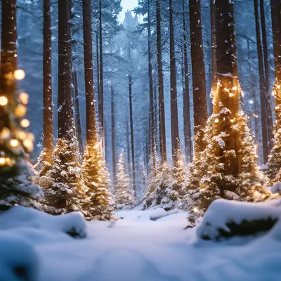 Прекрасный Новогодний лес - фото в 4K качестве | Новогодний лес Фото  №1346544 скачать