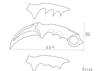 Создать мем "чертеж керамбита, нож керамбит из стандофф 2 раскраска, эскиз  керамбита" - Картинки - 