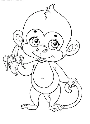 Веселая обезьянка — раскраска для детей. Распечатать бесплатно.