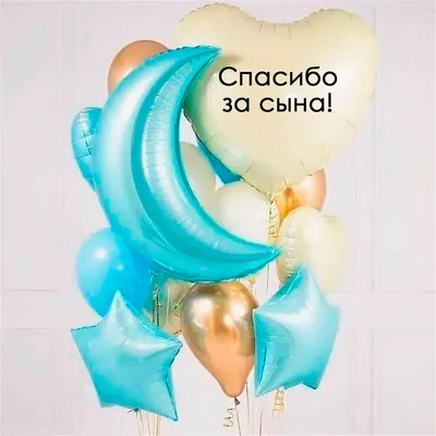 Купить очень красивые шарики на выписку сына с надписью "Спасибо за сына!"  с доставкой по Москве