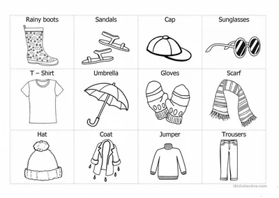 Раскраски На английском одежда (15 шт.) - скачать или распечатать бесплатно  #19812
