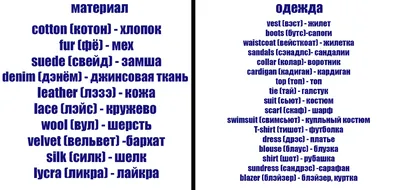 Одежда и предметы личного обихода. Русско-английский разговорник для  моряков. Часть 113