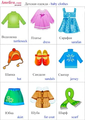 Одежда на английском картинки