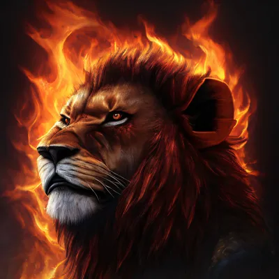 Огненный лев+с огненной гривой» — создано в Шедевруме