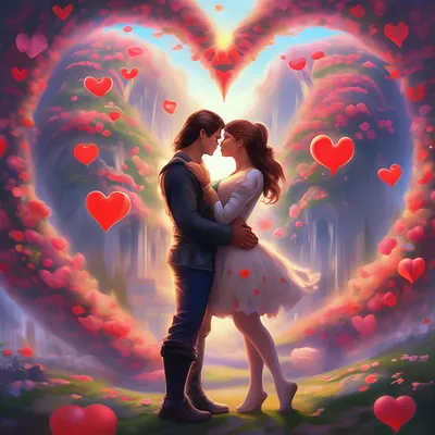 Огромная любовь, сердце, поцелуй, …» — создано в Шедевруме