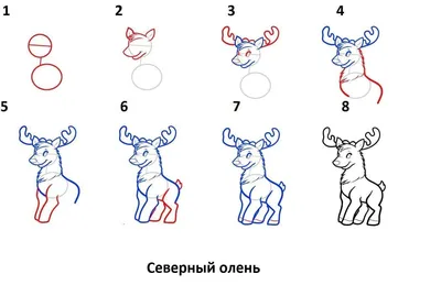 Олени нарисованные картинки