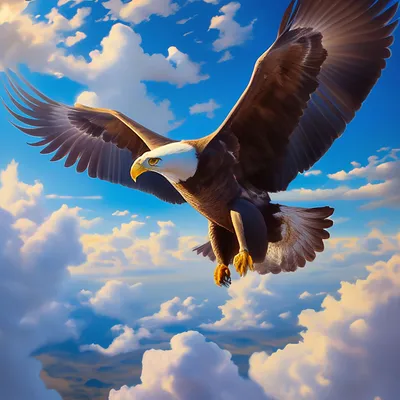 Орёл в небе красиво синее небо …» — создано в Шедевруме