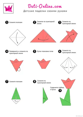 Оригами тюльпан – схема для начинающего