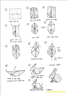 Оригами заяц по схеме Dr. Stephen O`Hanlon