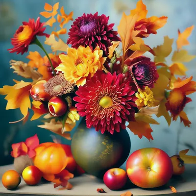 Осенние цветы в вазе - 67 фото