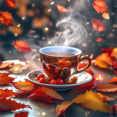 Картина Осенний чай в кафе ᐉ Дикаленко Наталия ᐉ онлайн-галерея Molbert.