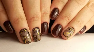 Осенний маникюр и педикюрв салоне Tiffany Nails в Москве