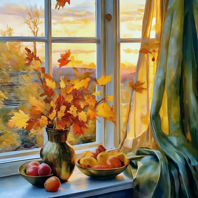 🌈 Осенний натюрморт на подоконнике…» — создано в Шедевруме