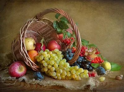 Картина "Осенний натюрморт с тыквами и ягодами" | Интернет-магазин картин  "АртФактор"