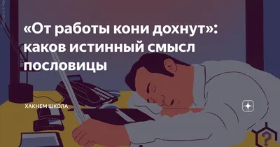 От работы кони дохнут»: каков истинный смысл пословицы | Хакнем Школа | Дзен