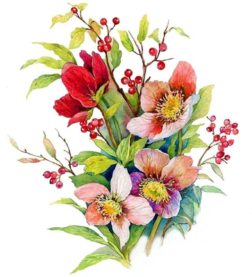 Красивая открытка с цветами в вазе и пожеланием