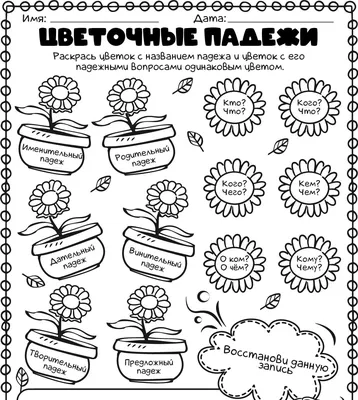 Именительный и винительный падежи имён существительных interactive worksheet