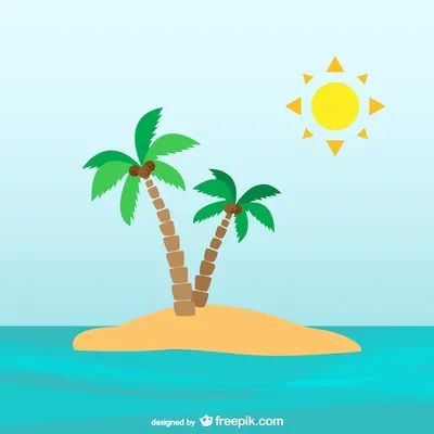 Пальма на маленьком острове, за которым садится солнце | Премиум Фото