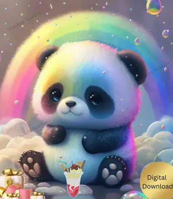 Kawaii Cute Panda With Heart Art Print by Wordsberry | Society6