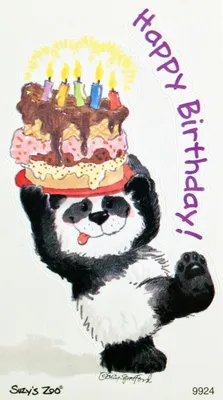 Шоколадная открытка С днём рождения Панда с шариком