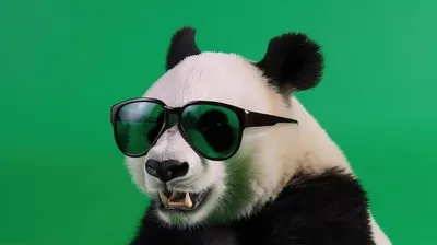 Картина "Панда в очках и зеленых наушниках" | Интернет-магазин картин  "АртФактор"