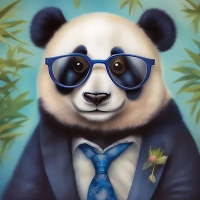 Панда в темных очках и на зеленом фоне | Премиум Фото