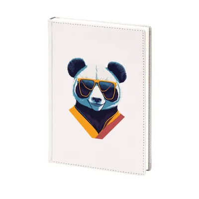Ежедневник «Панда в модных очках» цвет белый - дизайнер принта Printodelo