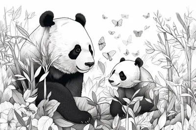 🎨 Рисуем с детьми панду в бамбуковом лесу (для детей от 5 лет) | Детское  развитие и творчество 🎨 | Дзен