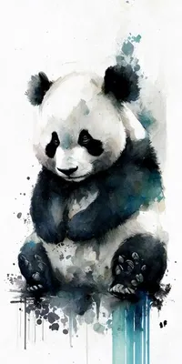 Акварельный рисунок медведя панды. | Премиум Фото
