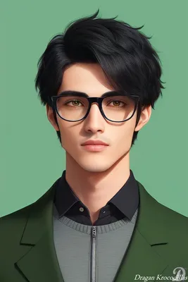 Иллюстрация портрет парень в очках в стиле 2d | 