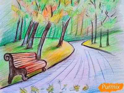 Как нарисовать ПАРК/ПЕЙЗАЖ/ПРИРОДА/1204/How to draw a PARK/landscape/nature  - YouTube