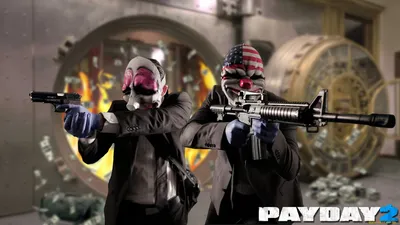 Картинки грабители, Payday the heist, маски, клоуны, доллары, деньги - обои  1680x1050, картинка №19485