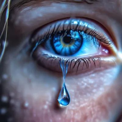 Лицо заплаканной девушки, голубые …» — создано в Шедевруме