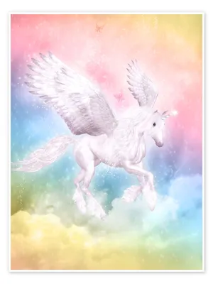 Unicorn Pegasus, big dreams print by Dolphins DreamDesign | Posterlounge