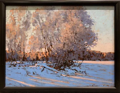 Картина маслом - Зимний пейзаж | живопись на холсте современного художника  купить в Санкт-Петербурге