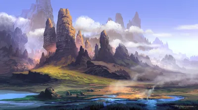 фэнтези, пейзажи, море, скалы, птицы, дракон, miao zi | Fantasy art  landscapes, Fantasy landscape, Landscape wallpaper