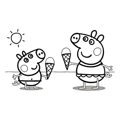 Схема картины Свинка Пеппа и Джордж (серия: Свинка Пеппа) для вышивки  бисером на ткани (ТД009пн3021)