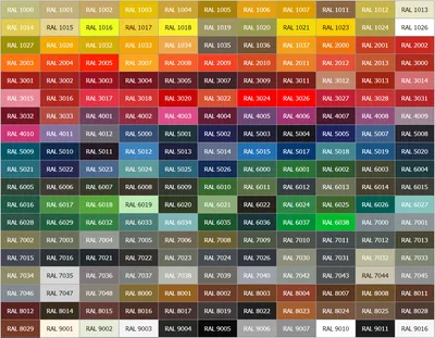 Список цветов RAL | Популярные цвета | Художник Онлайн