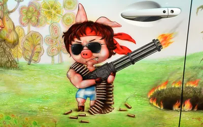 Чехол для iPhone 5 / iPhone 5S Fresh Trend Союзмультфильм Пятачок с ружьем  и Винни на шарике (глянцевый)
