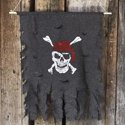 Пиратский флаг черный с черепом и саблями, 90*150