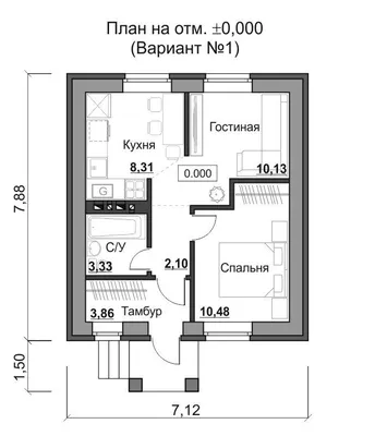 Проект дома с тремя спальнями и гостиной 120 м2 | Архитектурное бюро.  Авторские проекты планы домов и коттеджей в Воронеже, Белгороде… | План дома,  Проект дома, Дом